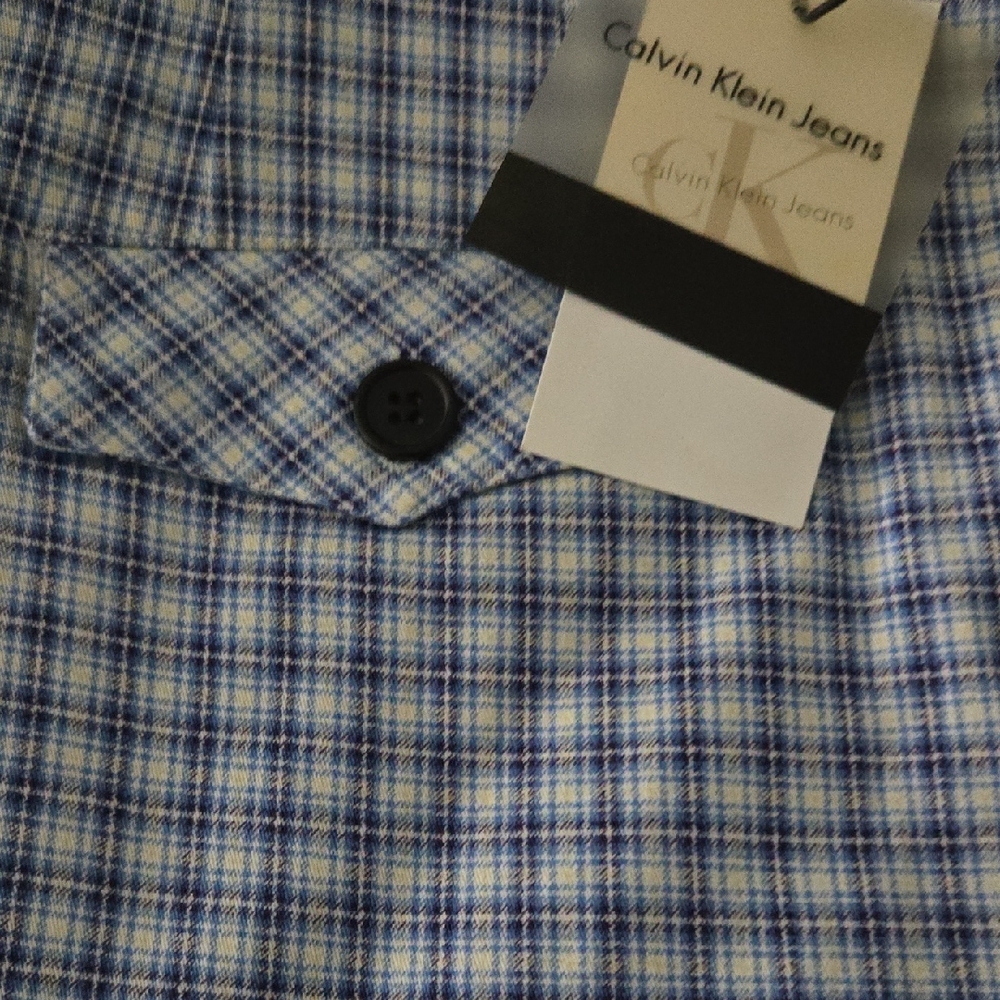 Calvin Klein Jeans Light Blue and White Plaid Pants